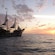 A pirate ship at sea
